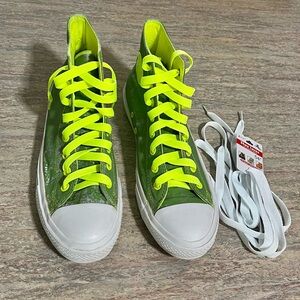 Converse with LUNARLON Green Reflective High-Top Sneakers w/ neon & white laces